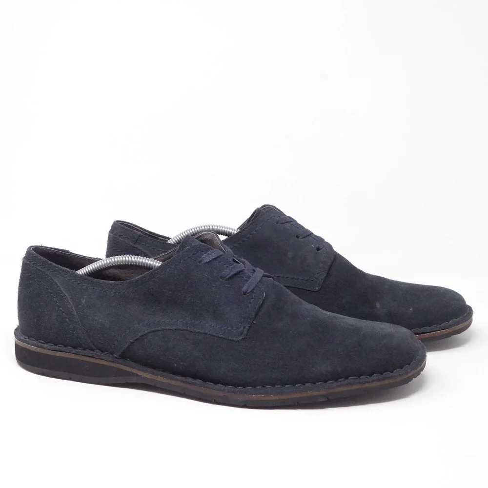 John Varvatos Mens Derby Oxfords Shoes Navy Blue Suede Lace Up 12M